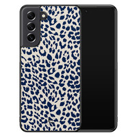 Telefoonhoesje Store Samsung Galaxy S21 FE hoesje back case - Luipaard blauw