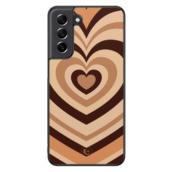 ELLECHIQ Samsung Galaxy S21 FE hoesje back case - Hart bruin