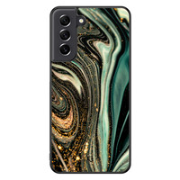 Telefoonhoesje Store Samsung Galaxy S21 FE hoesje back case - Marble Khaki Swirl