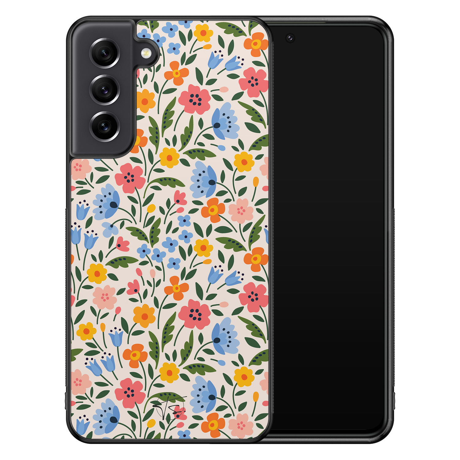 Telefoonhoesje Store Samsung Galaxy S21 FE hoesje back case - Romantische bloemen
