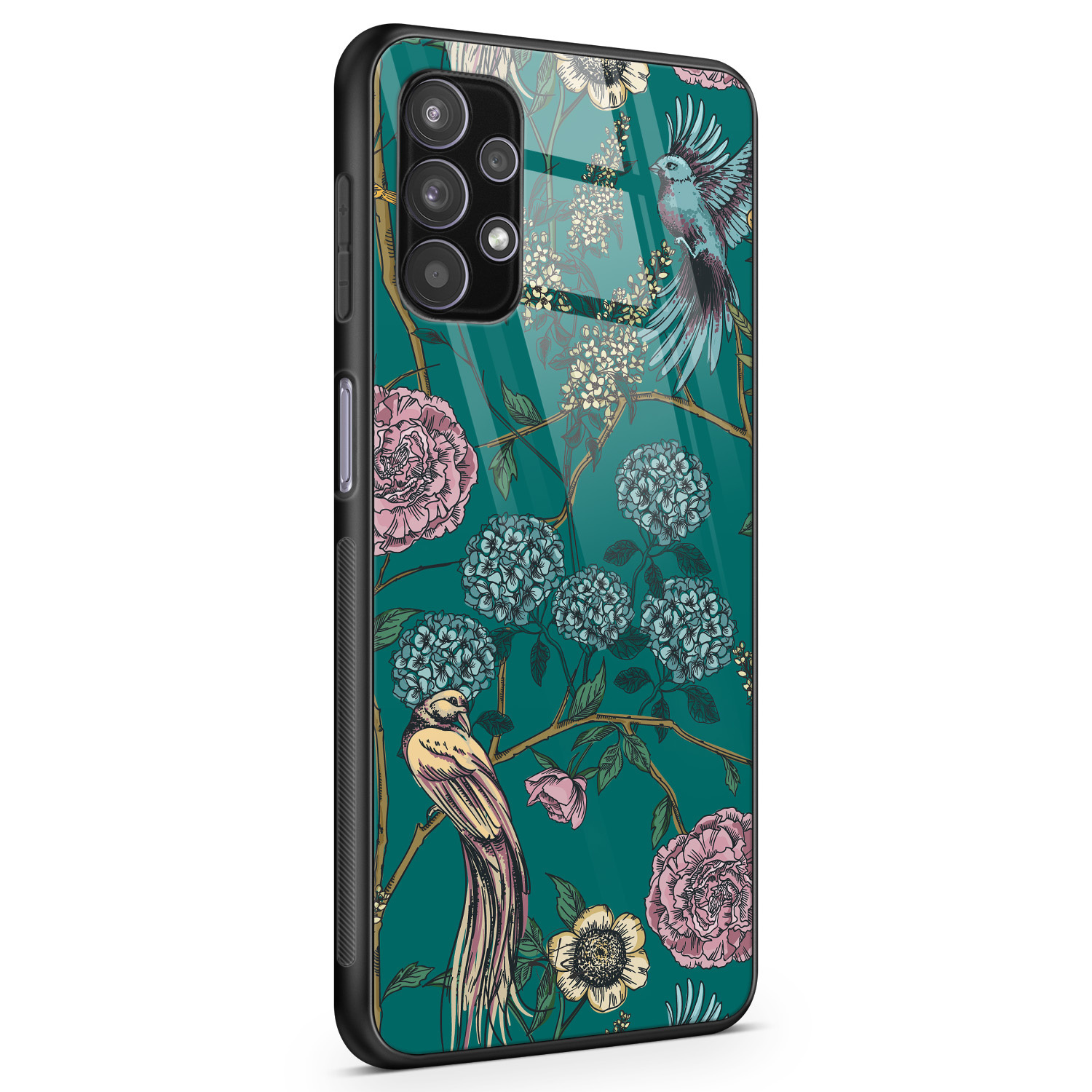 Telefoonhoesje Store Samsung Galaxy A32 5G hoesje glas - Bloomy birds