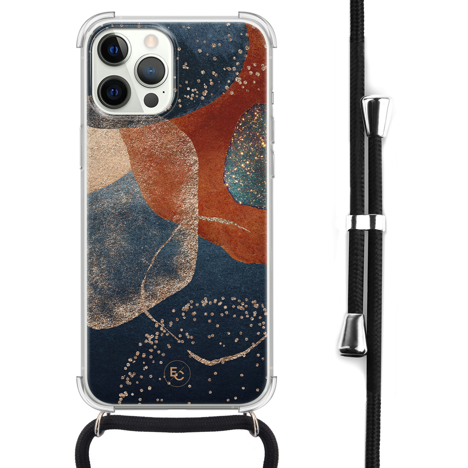 Telefoonhoesje Store iPhone 12 (Pro) hoesje met koord - Abstract terracotta