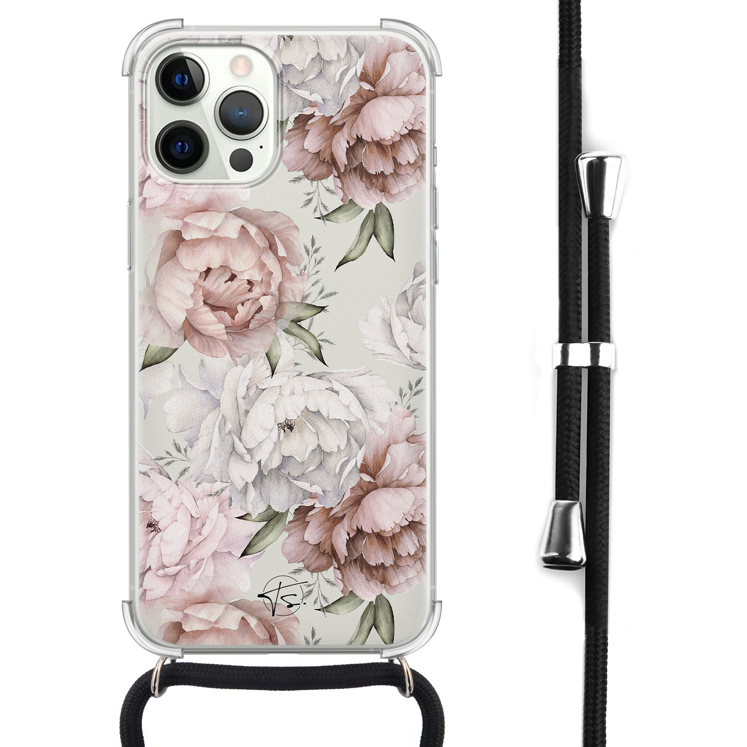 Telefoonhoesje Store iPhone 12 (Pro) hoesje met koord - Classy flowers