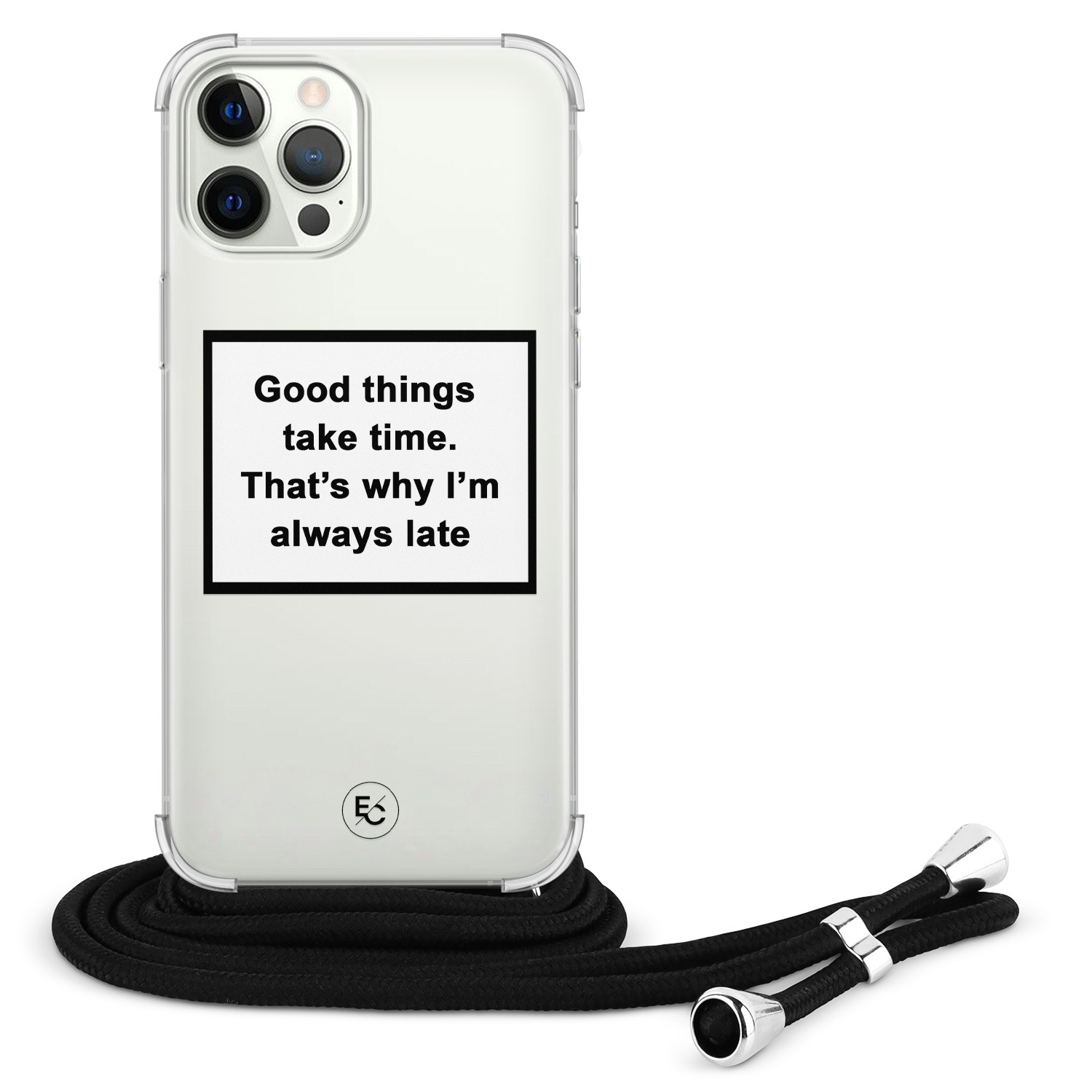 ELLECHIQ iPhone 12 (Pro) hoesje met koord - Good things take time