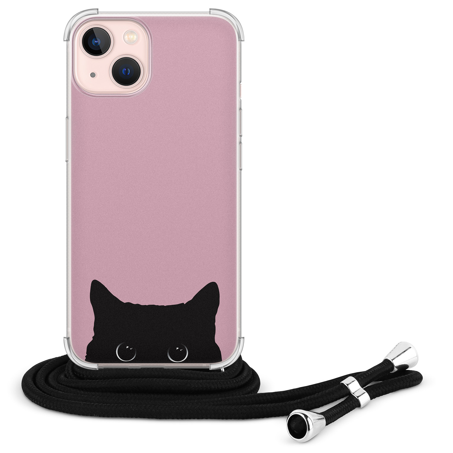 Telefoonhoesje Store iPhone 13 hoesje met koord - Zwarte kat