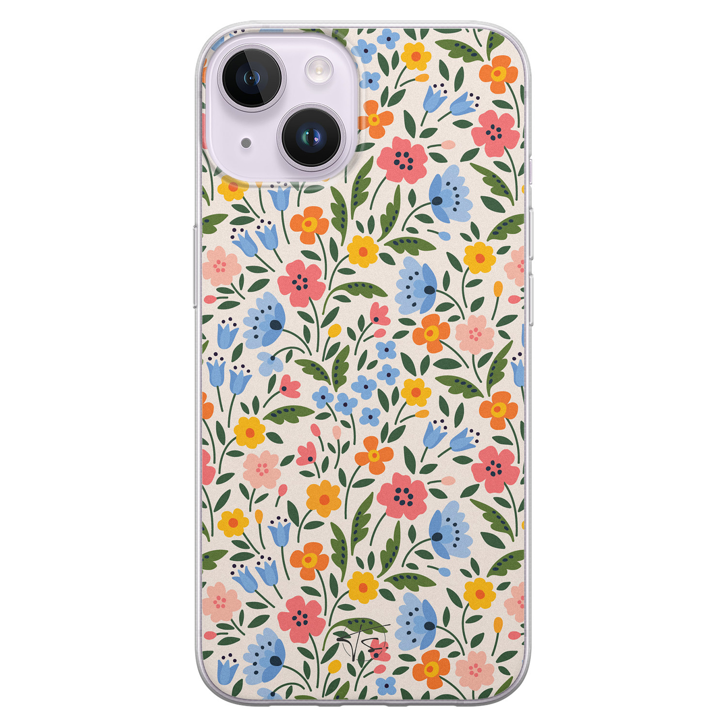 Telefoonhoesje Store iPhone 14 siliconen hoesje - Romantische bloemen