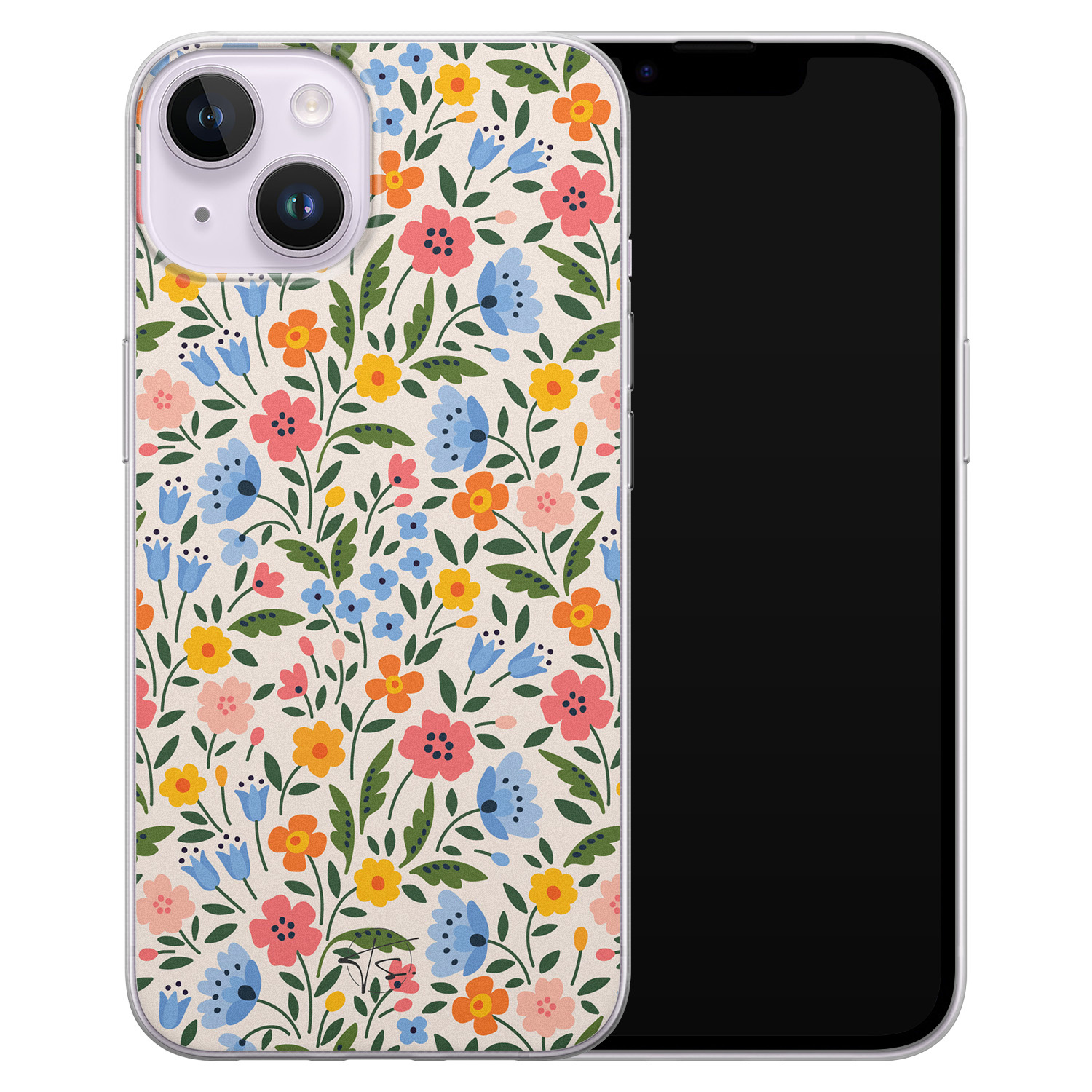 Telefoonhoesje Store iPhone 14 siliconen hoesje - Romantische bloemen