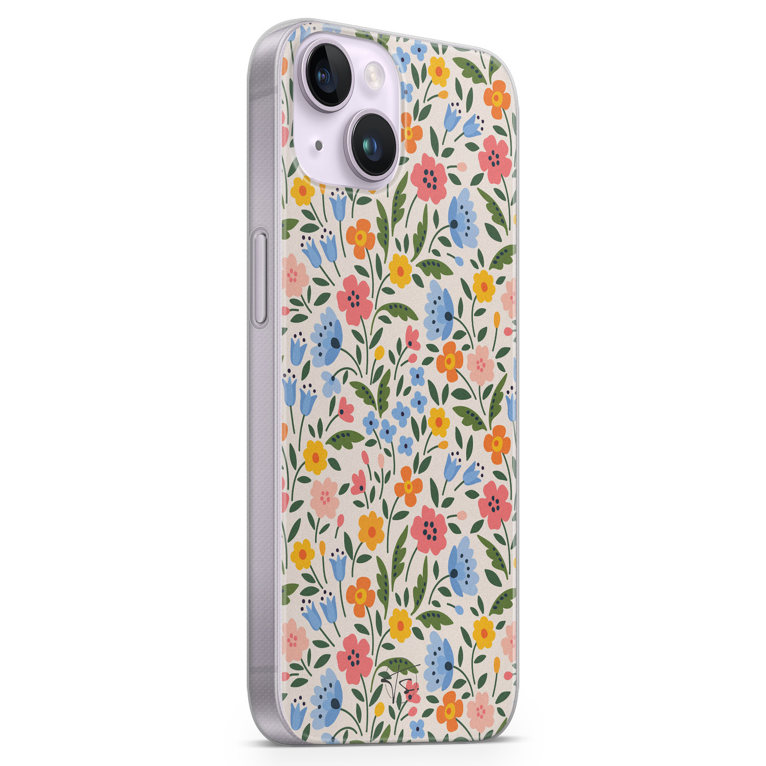 Telefoonhoesje Store iPhone 14 siliconen hoesje - Romantische bloemen