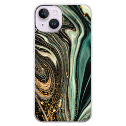 ELLECHIQ iPhone 14 siliconen hoesje - Marble Khaki Swirl