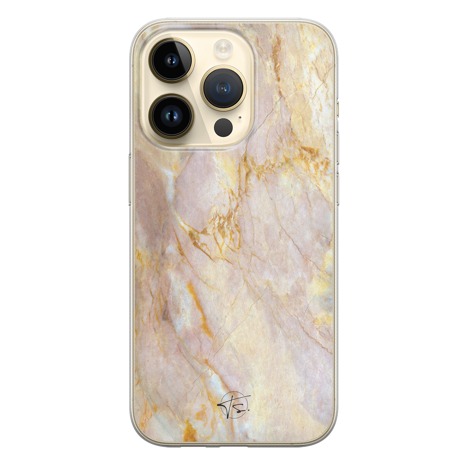 ELLECHIQ iPhone 14 Pro siliconen hoesje - Stay Golden Marble