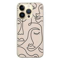 Leuke Telefoonhoesjes iPhone 14 Pro siliconen hoesje - Abstract face line