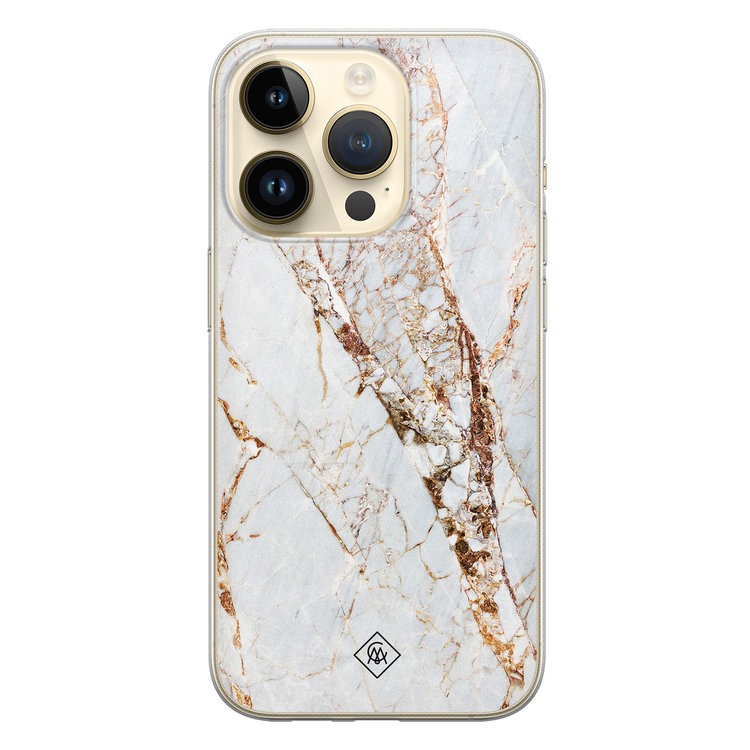 Casimoda iPhone 14 Pro siliconen hoesje - Goud marmer