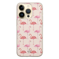 Telefoonhoesje Store iPhone 14 Pro siliconen hoesje - Flamingo