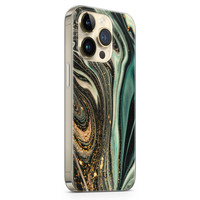 ELLECHIQ iPhone 14 Pro siliconen hoesje - Marble Khaki Swirl