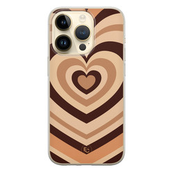 Leuke Telefoonhoesjes iPhone 14 Pro siliconen hoesje - Hart bruin