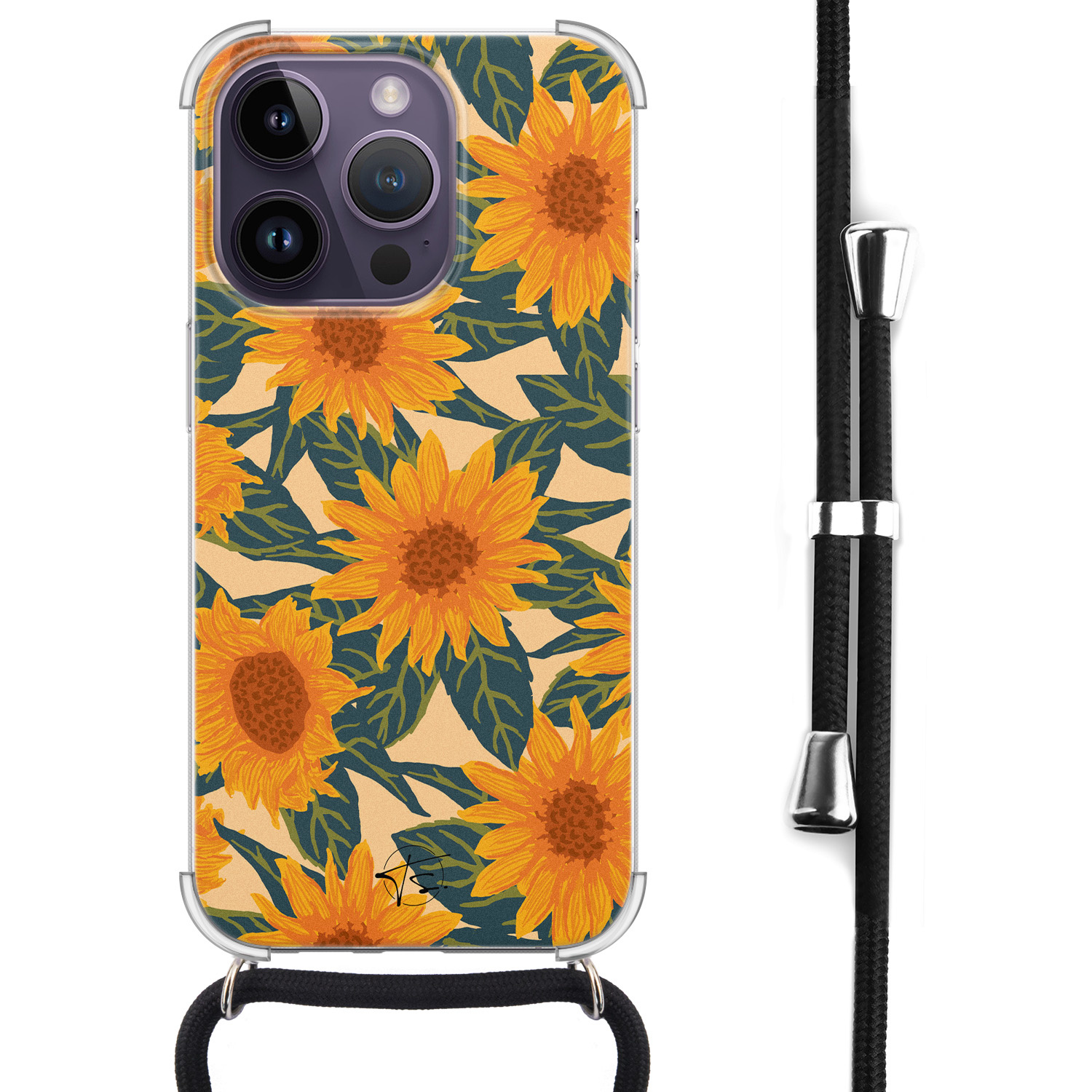 Telefoonhoesje Store iPhone 14 Pro hoesje met koord - Zonnebloemen