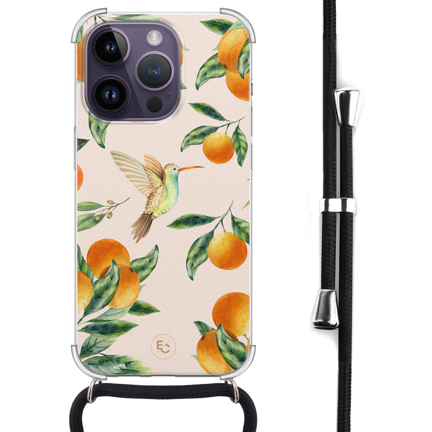 ELLECHIQ iPhone 14 Pro hoesje met koord - Tropical lemonade