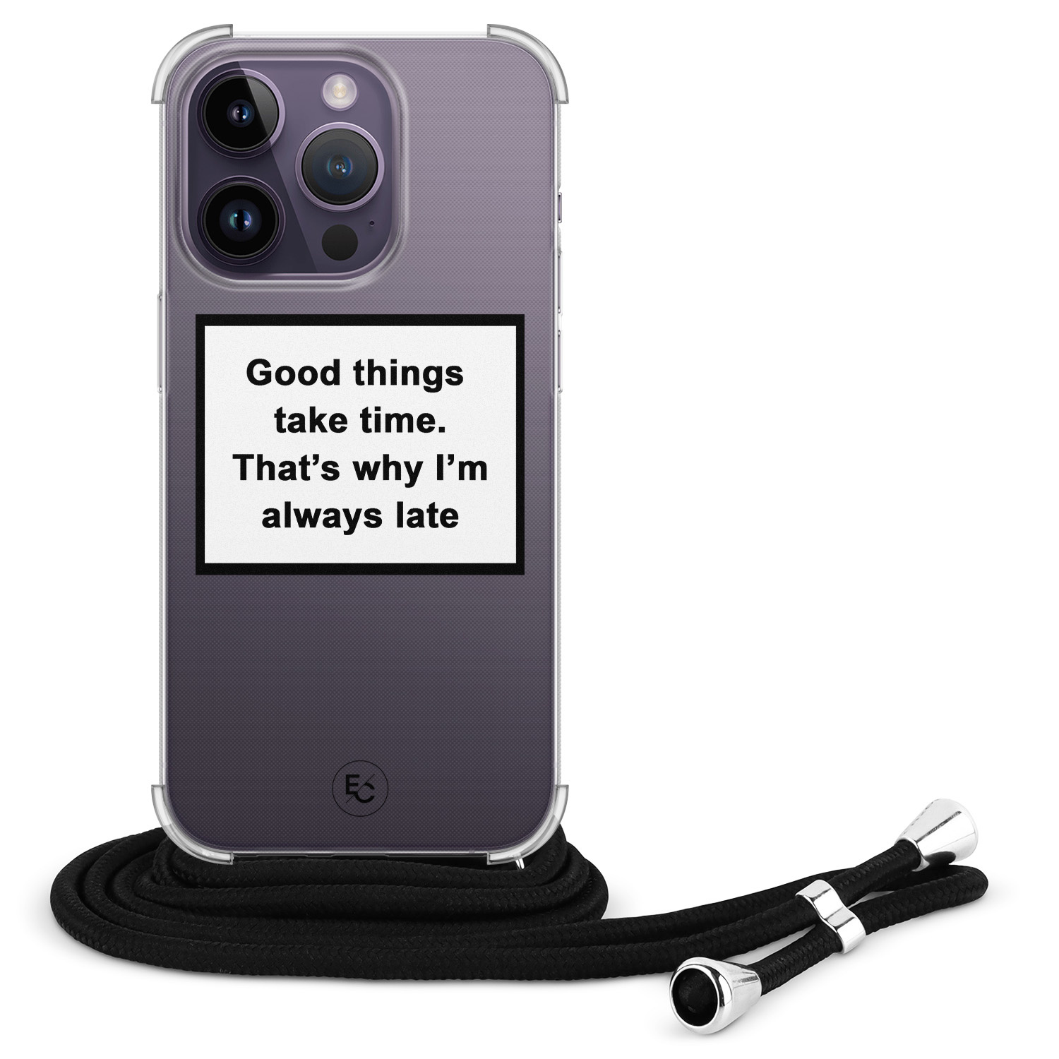 ELLECHIQ iPhone 14 Pro hoesje met koord - Good things take time