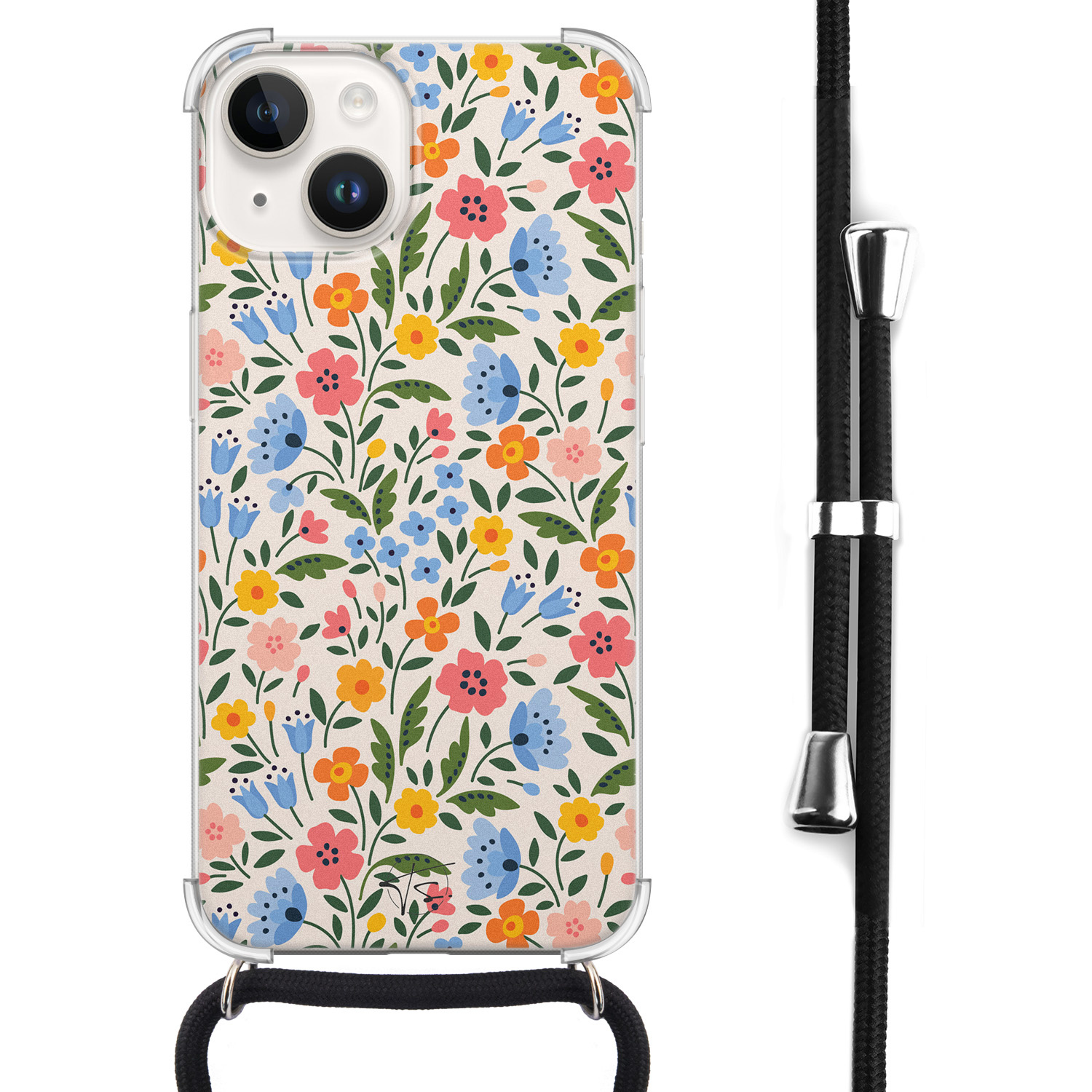 Telefoonhoesje Store iPhone 14 hoesje met koord - Romantische bloemen