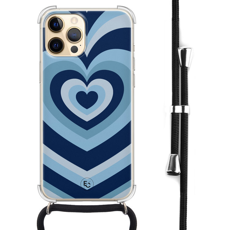 ELLECHIQ iPhone 12 Pro Max hoesje met koord - Hart blauw