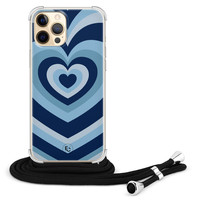 ELLECHIQ iPhone 12 Pro Max hoesje met koord - Hart blauw