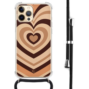 ELLECHIQ iPhone 12 Pro Max hoesje met koord - Hart bruin