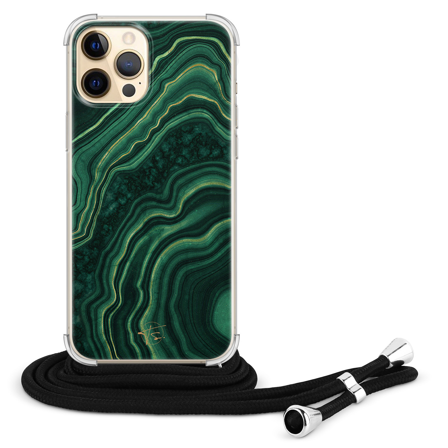 Telefoonhoesje Store iPhone 12 Pro Max hoesje met koord - Agate groen