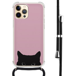 Telefoonhoesje Store iPhone 12 Pro Max hoesje met koord - Zwarte kat
