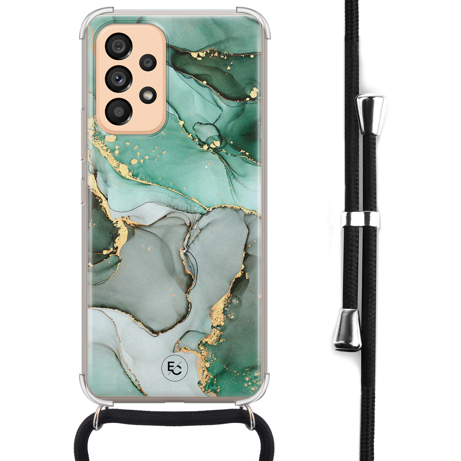 louter bossen sturen Samsung Galaxy A53 hoesje met koord - Groen grijs marmer - Telefoonhoesje  Store