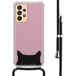 Telefoonhoesje Store Samsung Galaxy A53 hoesje met koord - Zwarte kat