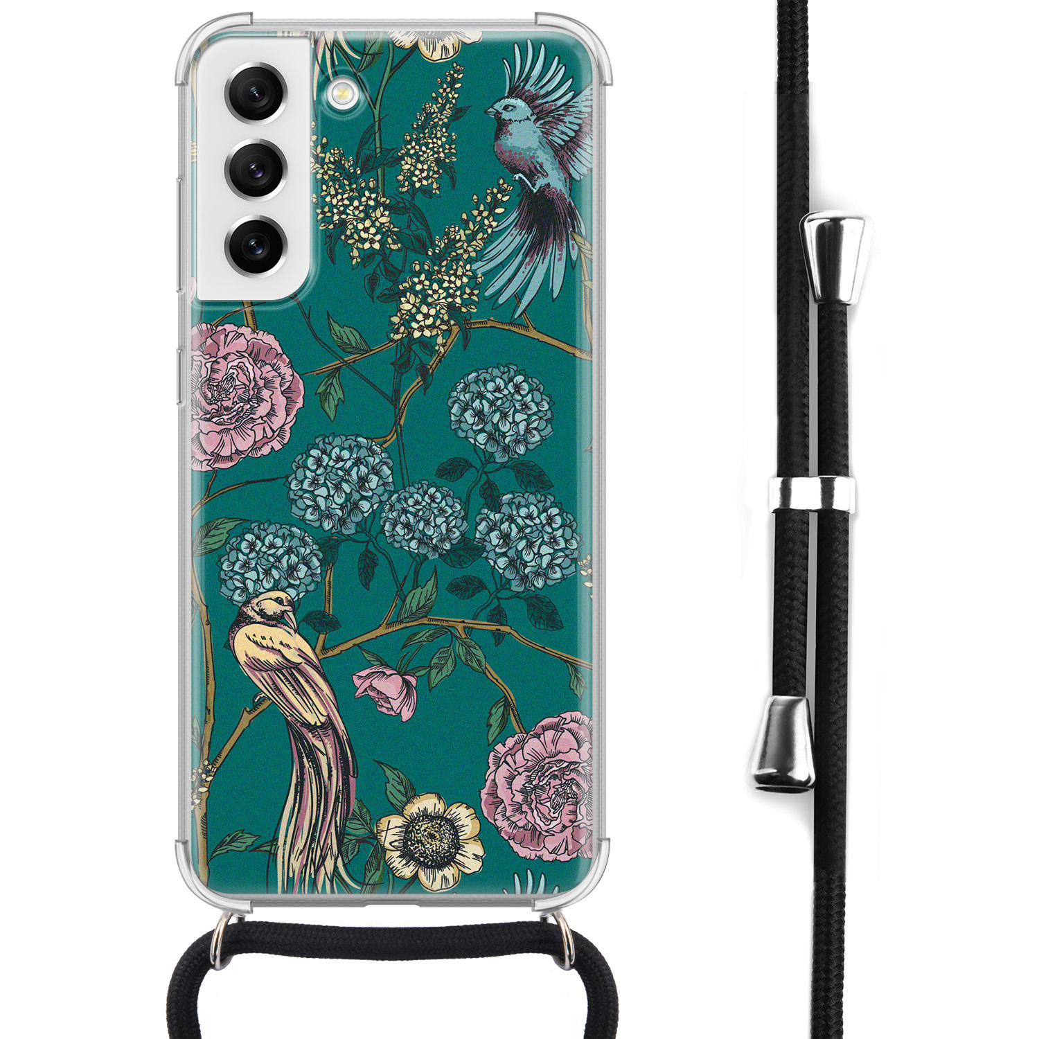 Telefoonhoesje Store Samsung Galaxy S21 FE hoesje met koord - Bloomy birds