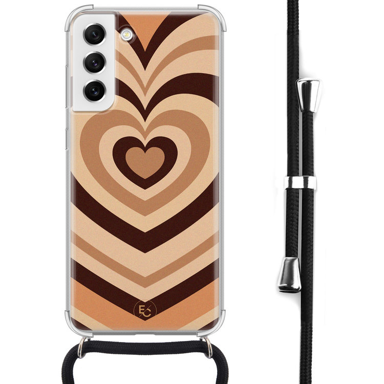 ELLECHIQ Samsung Galaxy S21 FE hoesje met koord - Hart bruin