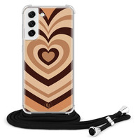 ELLECHIQ Samsung Galaxy S21 FE hoesje met koord - Hart bruin