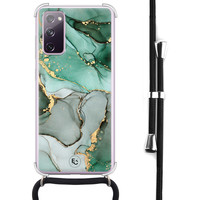 ELLECHIQ Samsung Galaxy S20 FE hoesje met koord - Groen grijs marmer