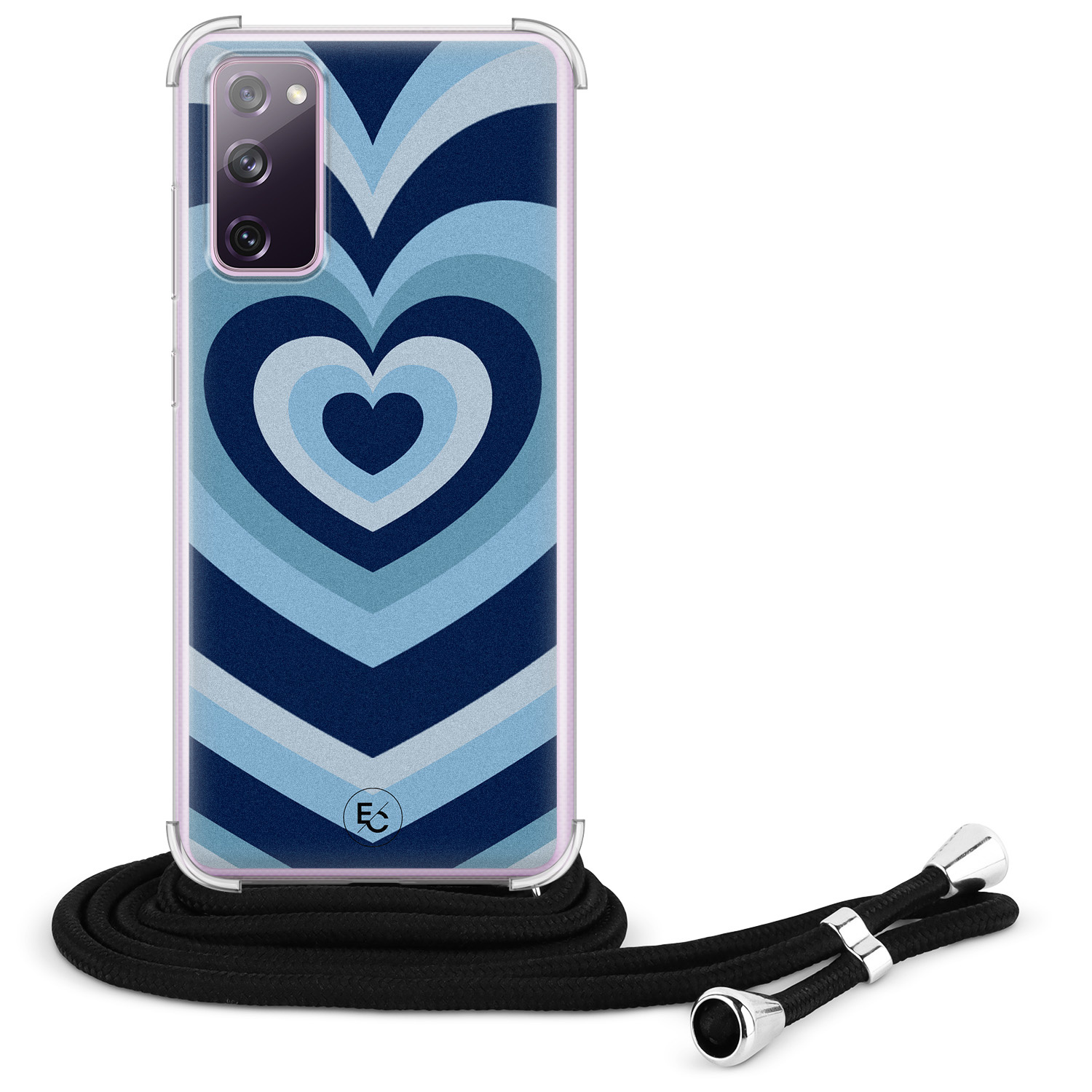 ELLECHIQ Samsung Galaxy S20 FE hoesje met koord - Hart blauw