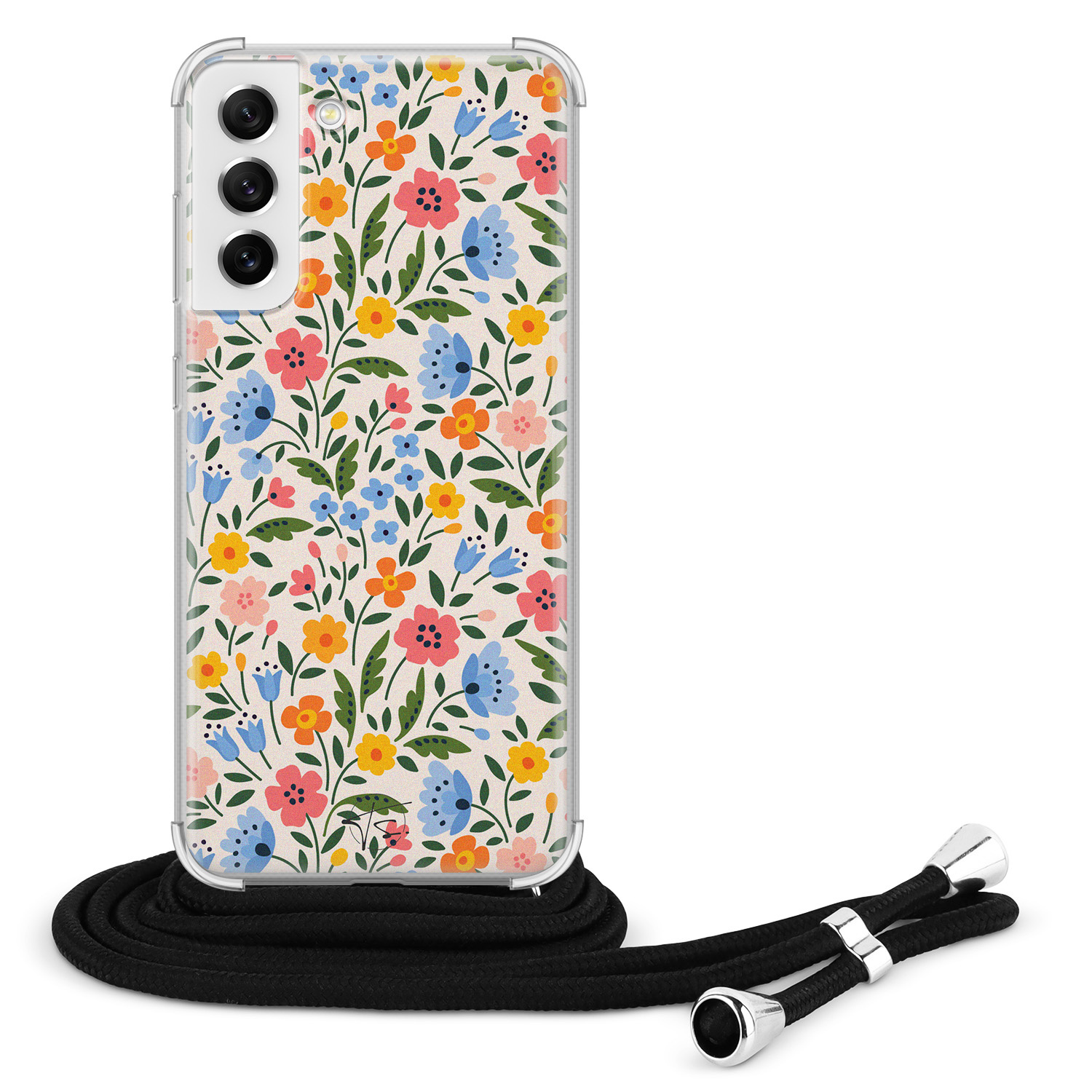 Telefoonhoesje Store Samsung Galaxy S21 FE hoesje met koord - Romantische bloemen