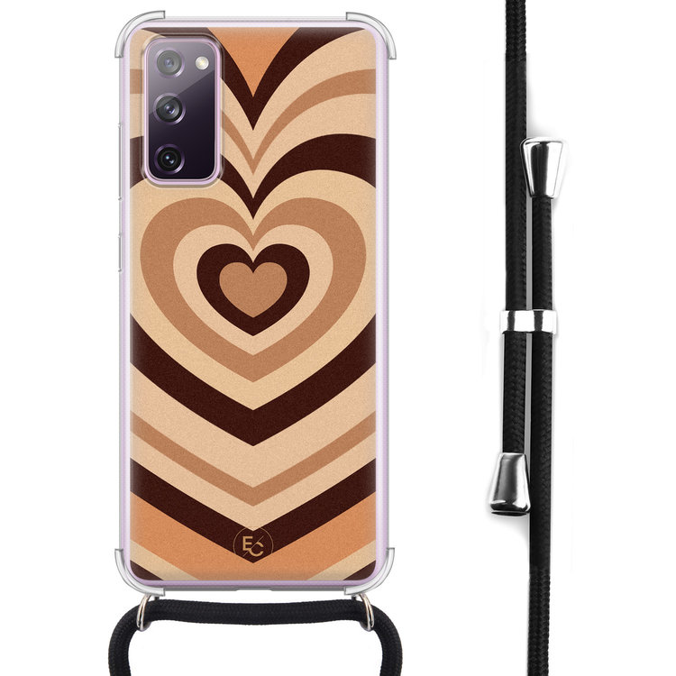 ELLECHIQ Samsung Galaxy S20 FE hoesje met koord - Hart bruin
