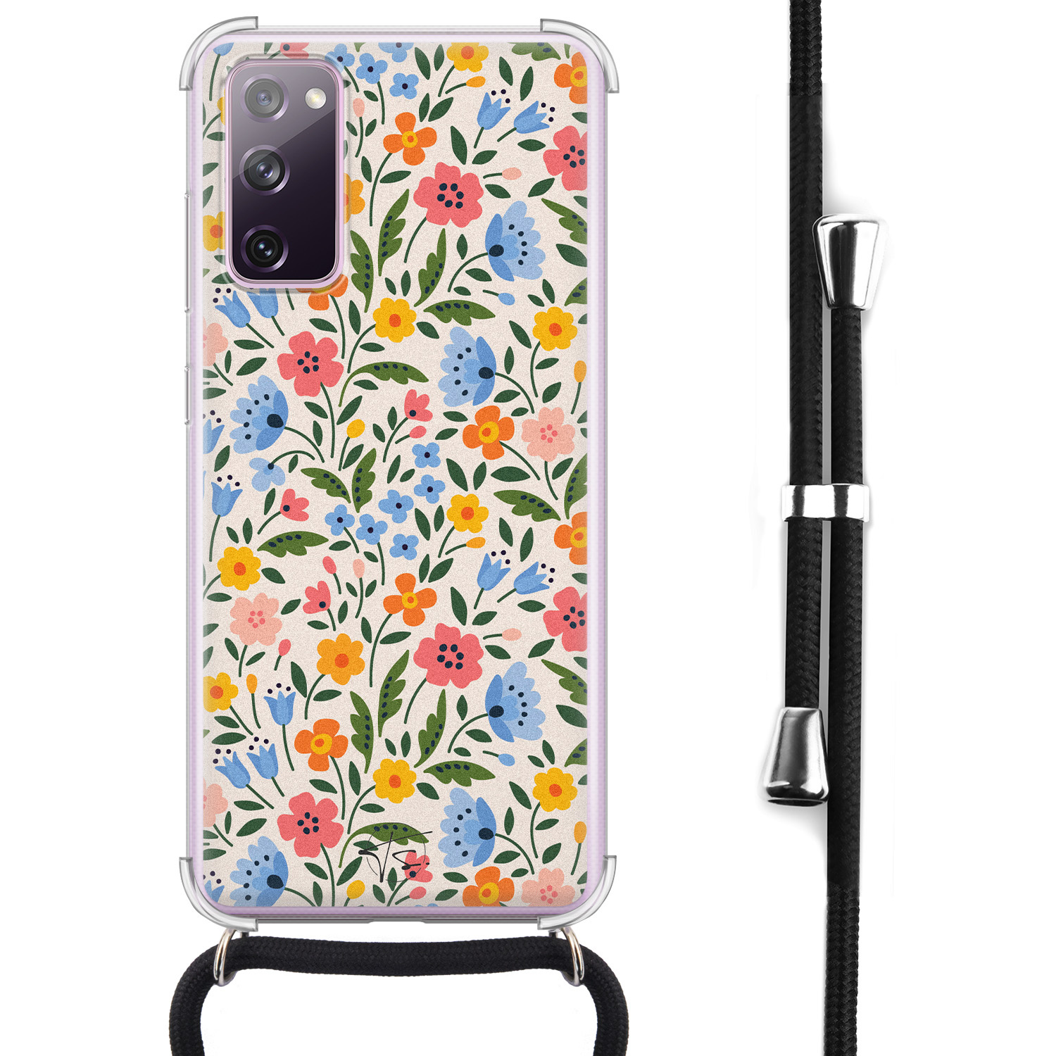 Telefoonhoesje Store Samsung Galaxy S20 FE hoesje met koord - Romantische bloemen