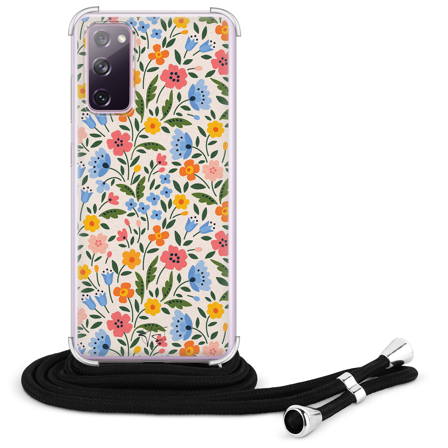 Telefoonhoesje Store Samsung Galaxy S20 FE hoesje met koord - Romantische bloemen