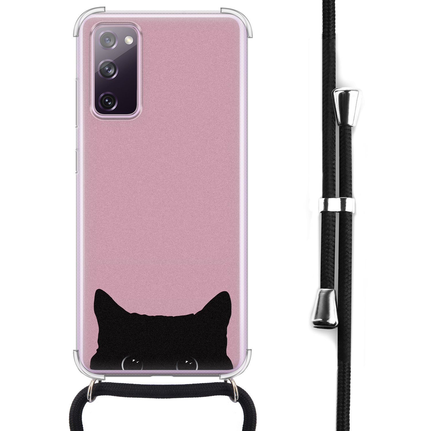 Telefoonhoesje Store Samsung Galaxy S20 FE hoesje met koord - Zwarte kat