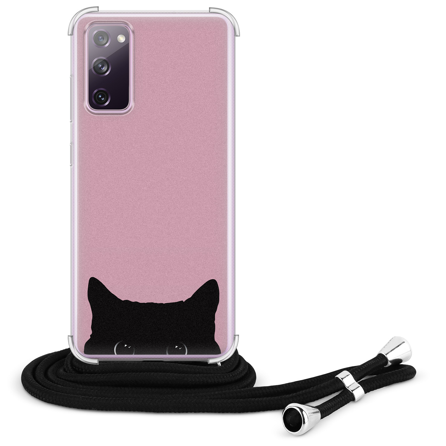 Telefoonhoesje Store Samsung Galaxy S20 FE hoesje met koord - Zwarte kat