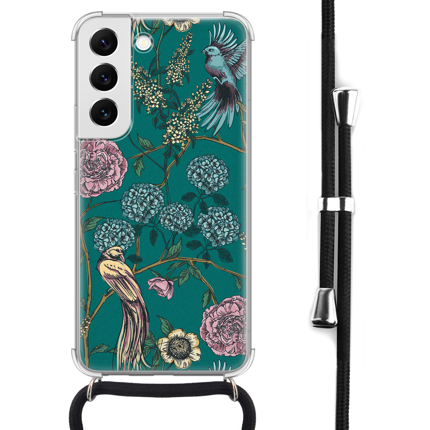 Telefoonhoesje Store Samsung Galaxy S22 hoesje met koord - Bloomy birds