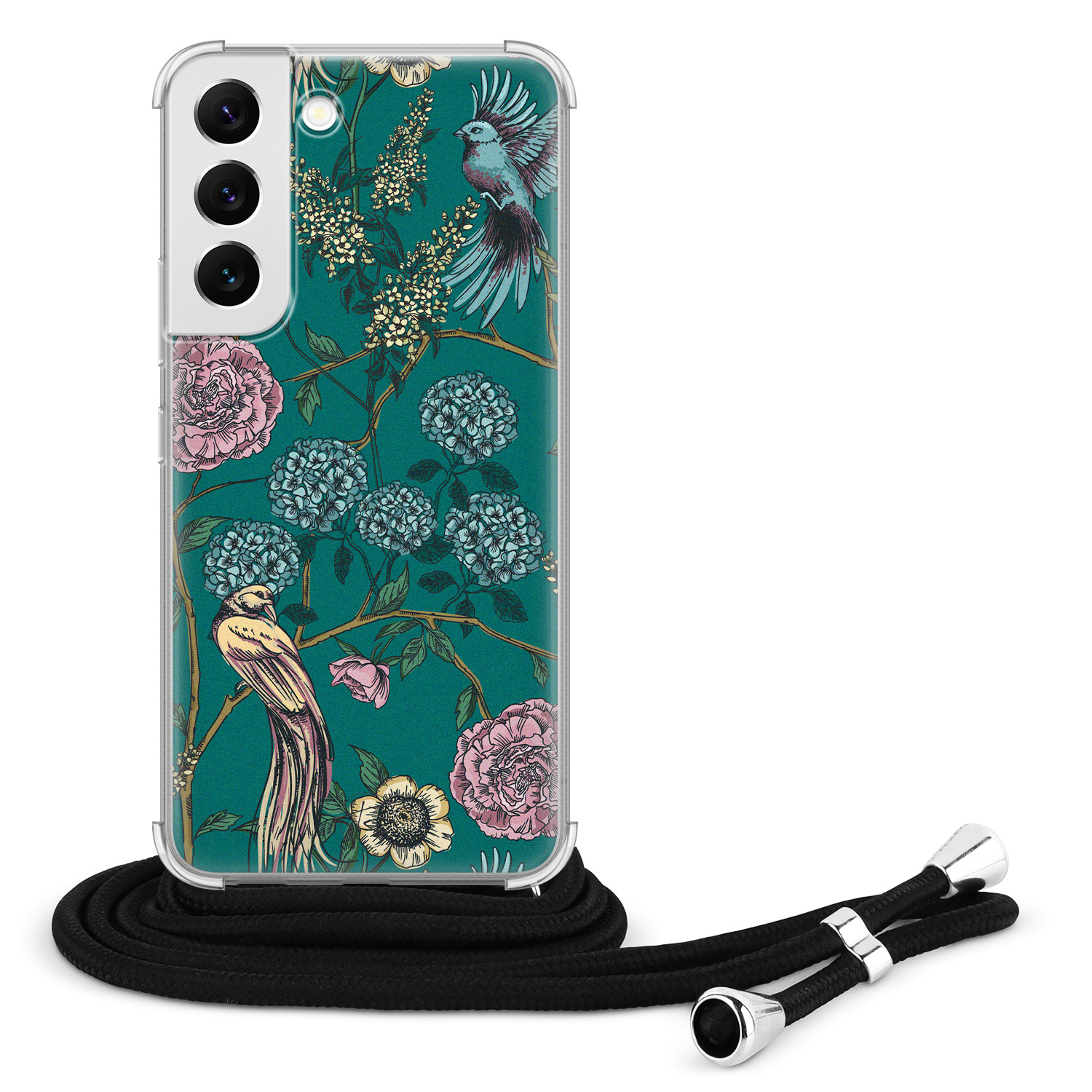 Telefoonhoesje Store Samsung Galaxy S22 hoesje met koord - Bloomy birds