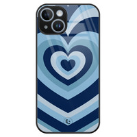 ELLECHIQ iPhone 14 hoesje glas - Hart blauw
