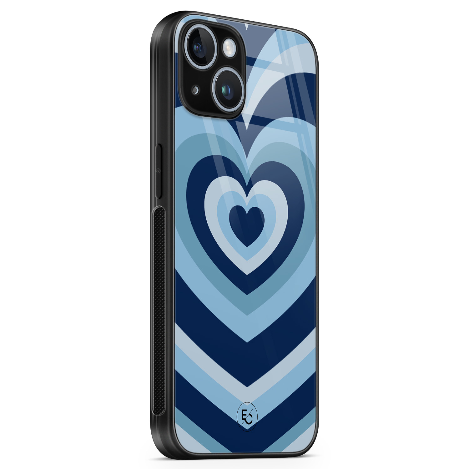 ELLECHIQ iPhone 14 hoesje glas - Hart blauw