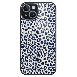 Telefoonhoesje Store iPhone 14 hoesje glas - Luipaard blauw