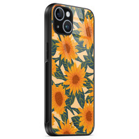 Telefoonhoesje Store iPhone 14 hoesje glas - Zonnebloemen