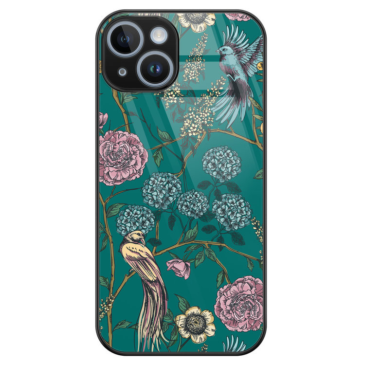 Telefoonhoesje Store iPhone 14 hoesje glas - Bloomy birds