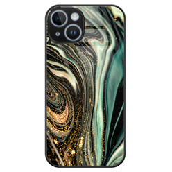 Telefoonhoesje Store iPhone 14 hoesje glas - Marble Khaki Swirl