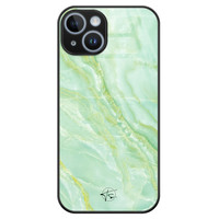 Telefoonhoesje Store iPhone 14 hoesje glas - Marmer limegroen